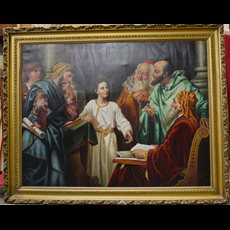55" x 68 1/2" Oil Patinted Christ in the Temple SKU C975-033